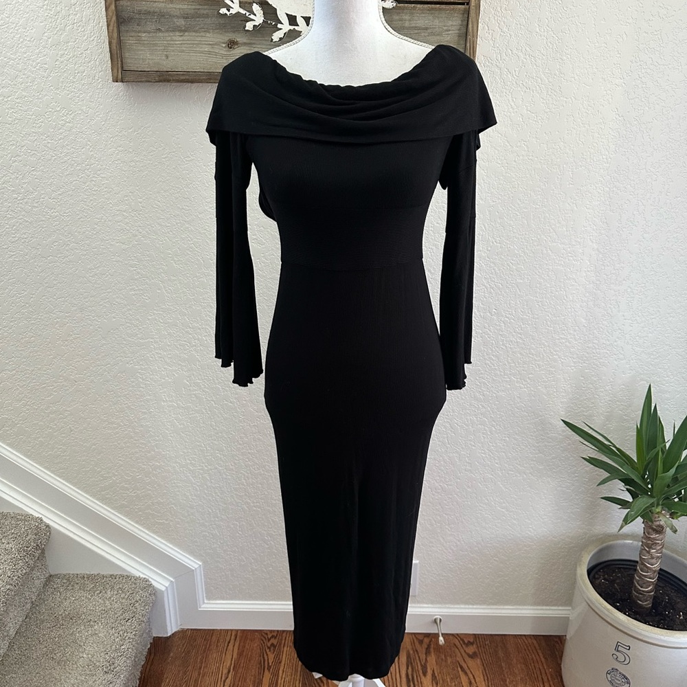 Stone Cold Fox rib knit off the shoulder dress‎ black designer size 1